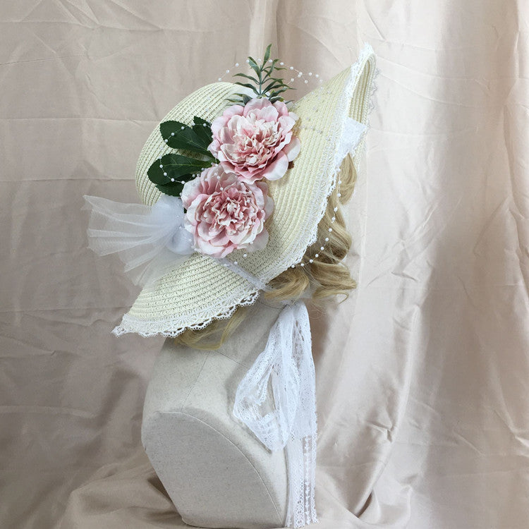 Floral Lolita Straw Hat C0204