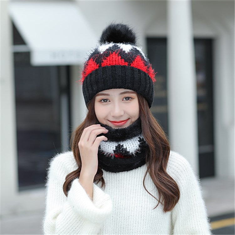 Diamond Knitted Beanie Scarf Set C0226