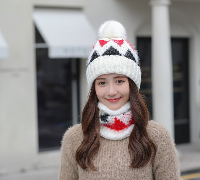 Diamond Knitted Beanie Scarf Set C0226