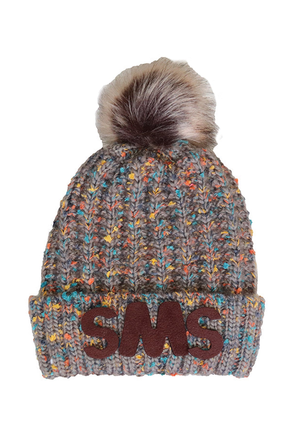 Wool Ball Mixed-color Knitted Beanie C0235