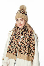Animal Pattern Scarf Beanie Set C0237