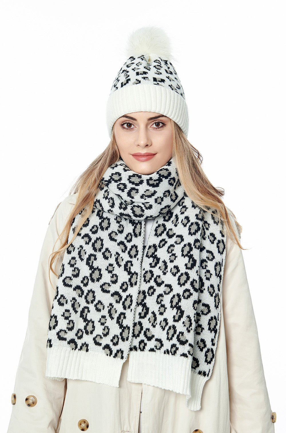 Animal Pattern Scarf Beanie Set C0237