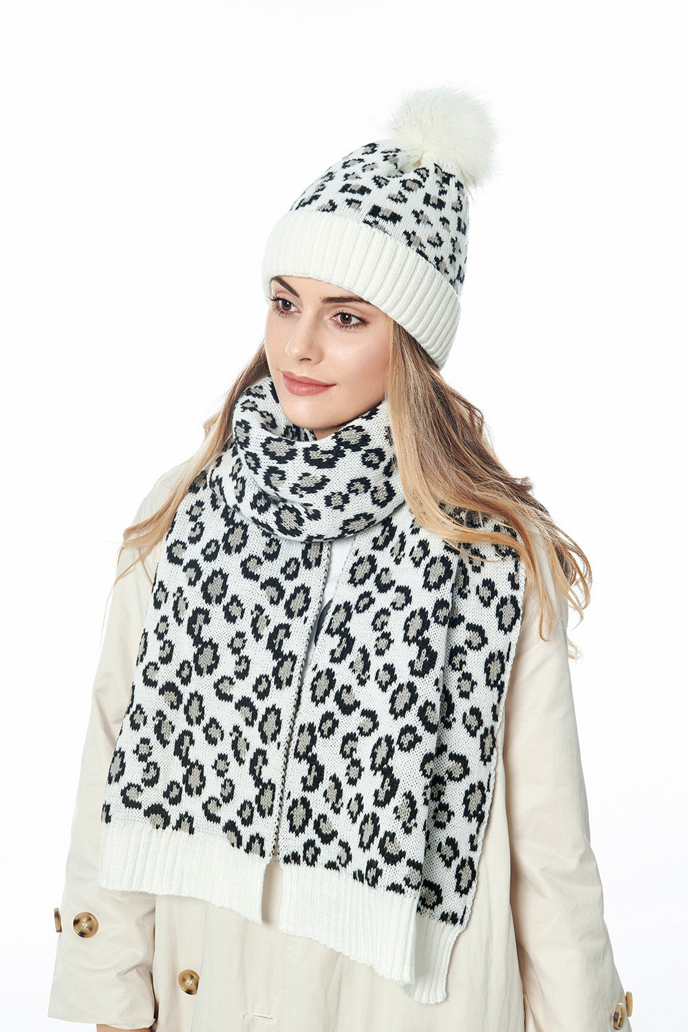Animal Pattern Scarf Beanie Set C0237