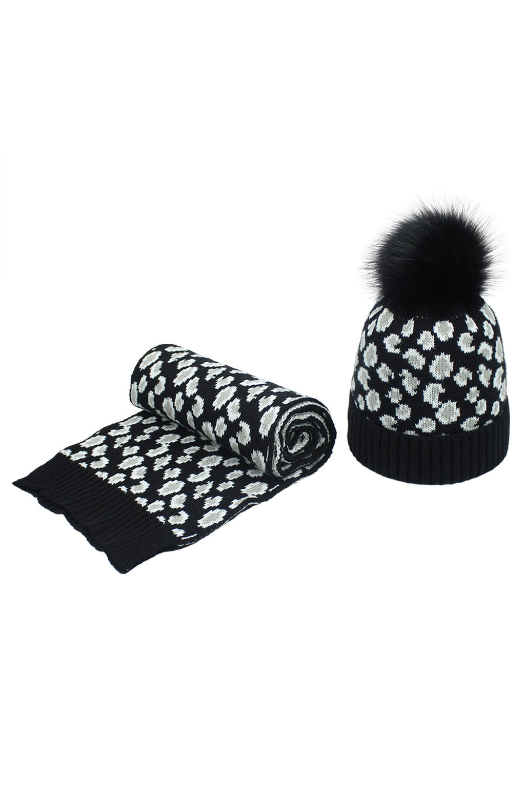 Animal Pattern Scarf Beanie Set C0237