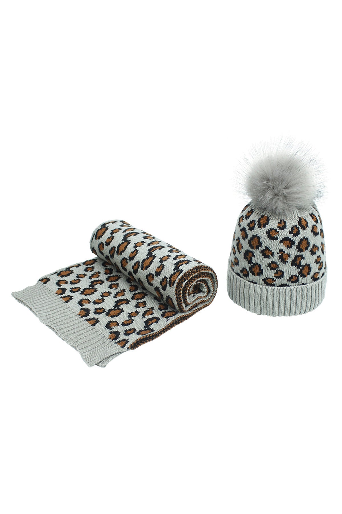 Animal Pattern Scarf Beanie Set C0237