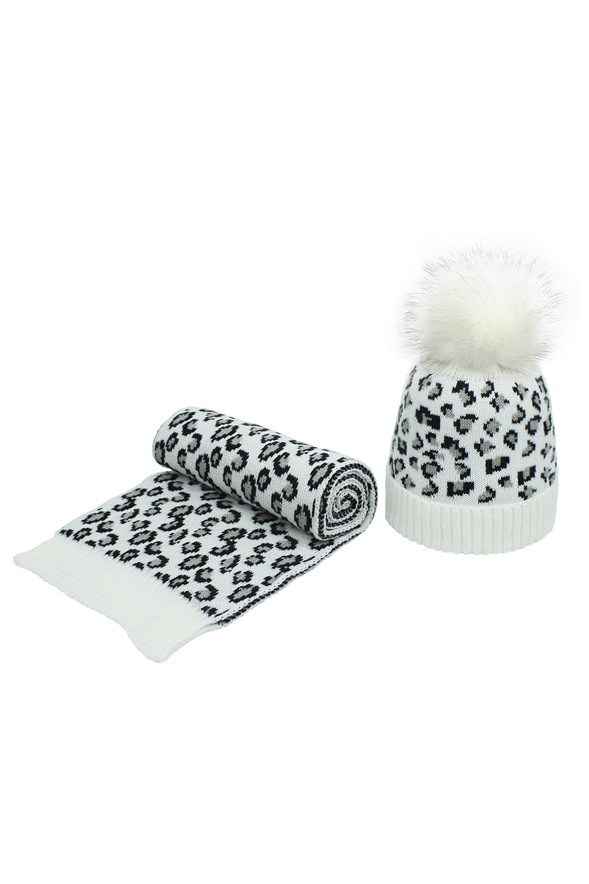 Animal Pattern Scarf Beanie Set C0237