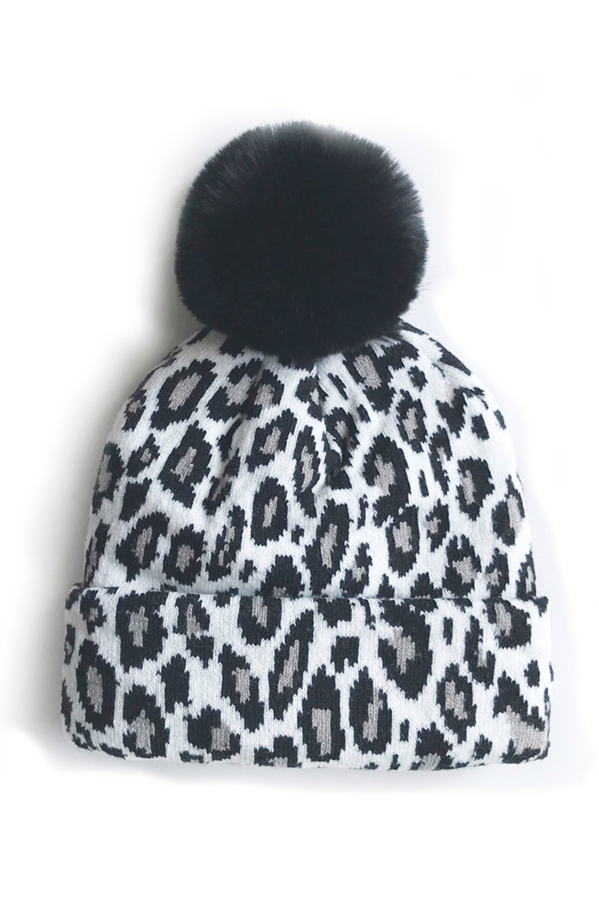Animal Pattern Pompom Beanie C0246