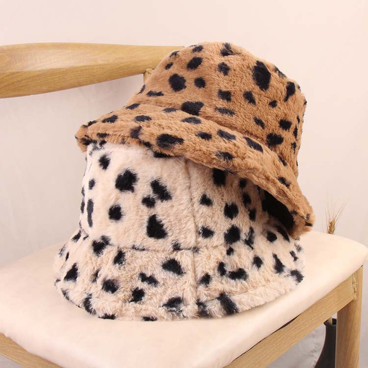 Spotted Pattern Plush Fisherman Hat C0288