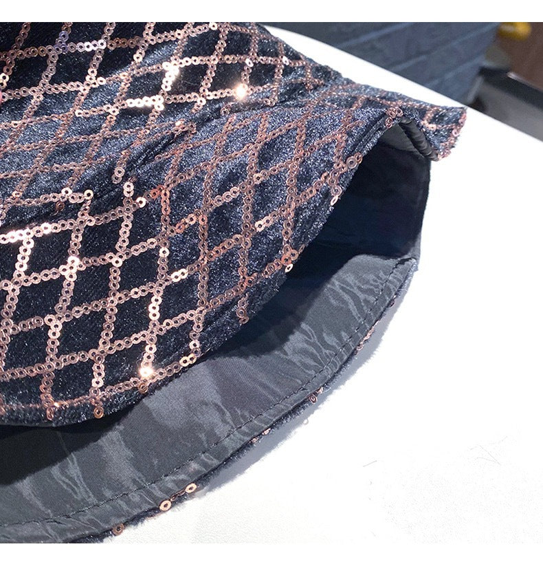 Mesh Pattern Sequin Fisherman Hat C0293