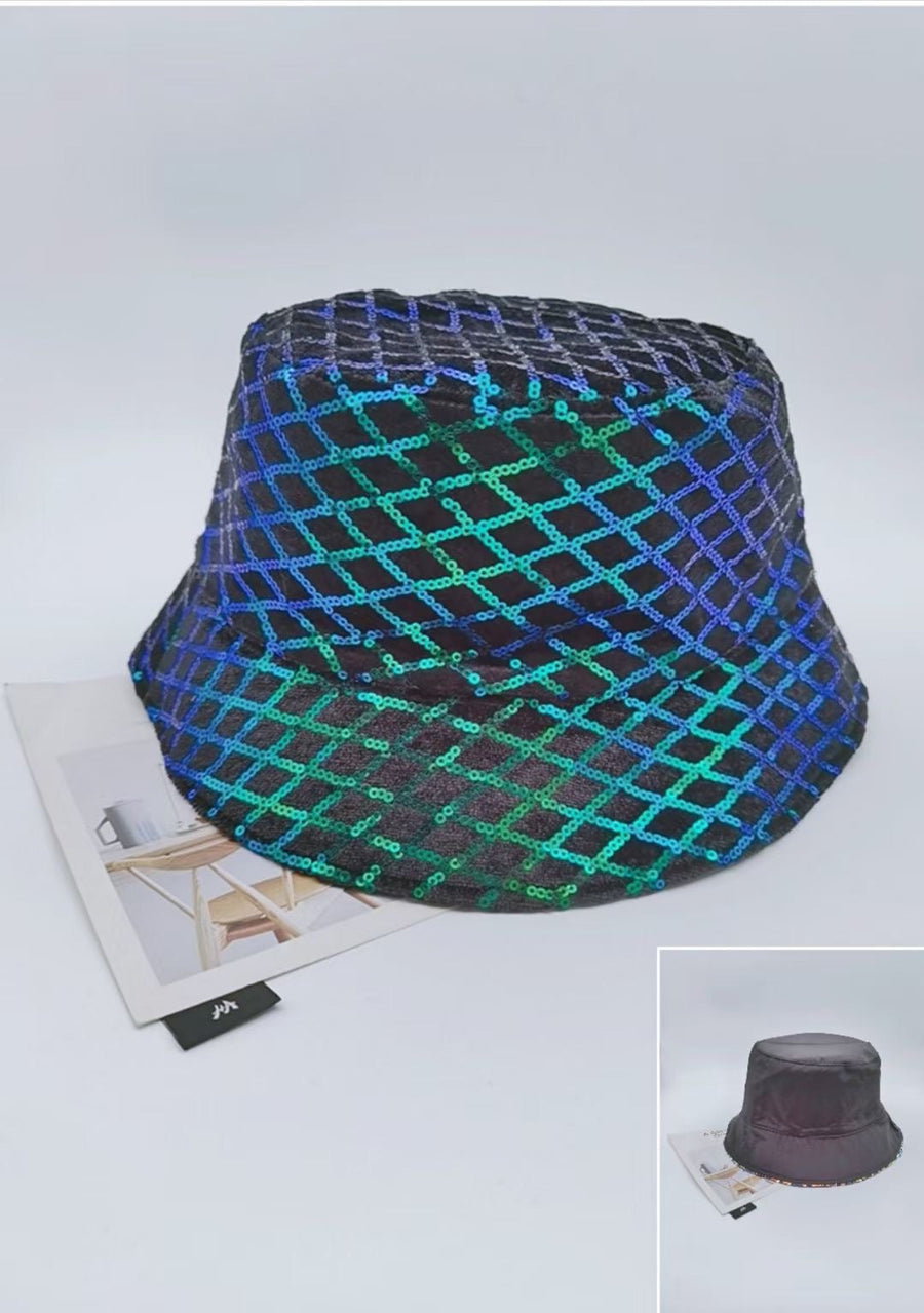 Mesh Pattern Sequin Fisherman Hat C0293