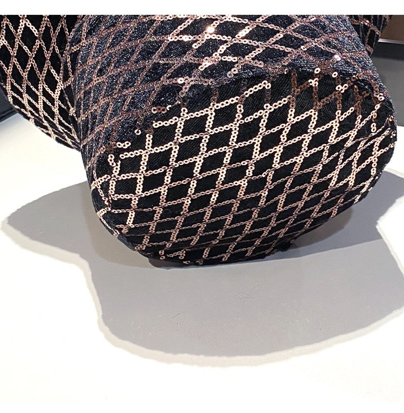 Mesh Pattern Sequin Fisherman Hat C0293