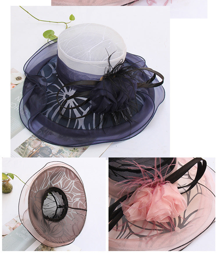 Floral Organza Fedora Hat C0337