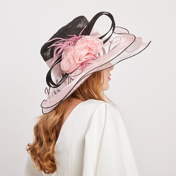 Floral Organza Fedora Hat C0337