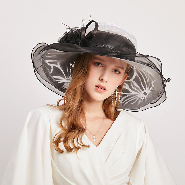 Floral Organza Fedora Hat C0337