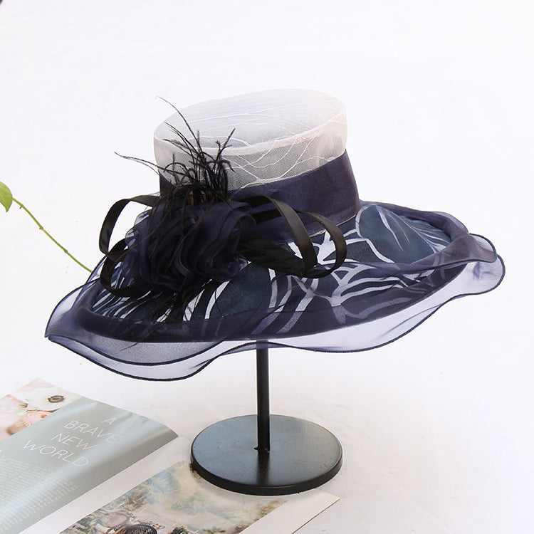 Floral Organza Fedora Hat C0337