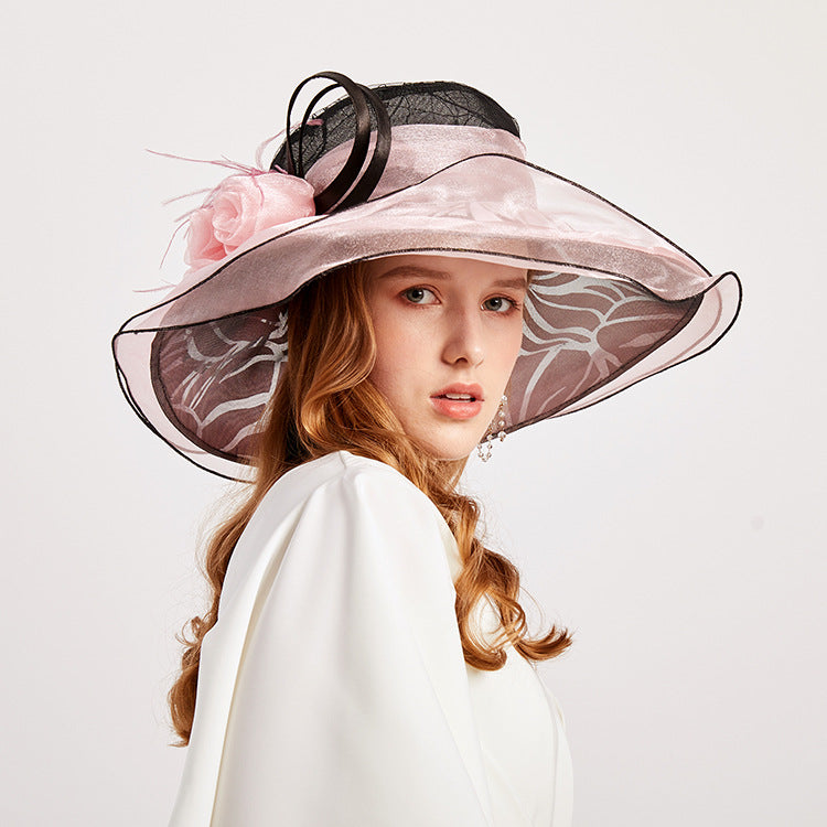Floral Organza Fedora Hat C0337