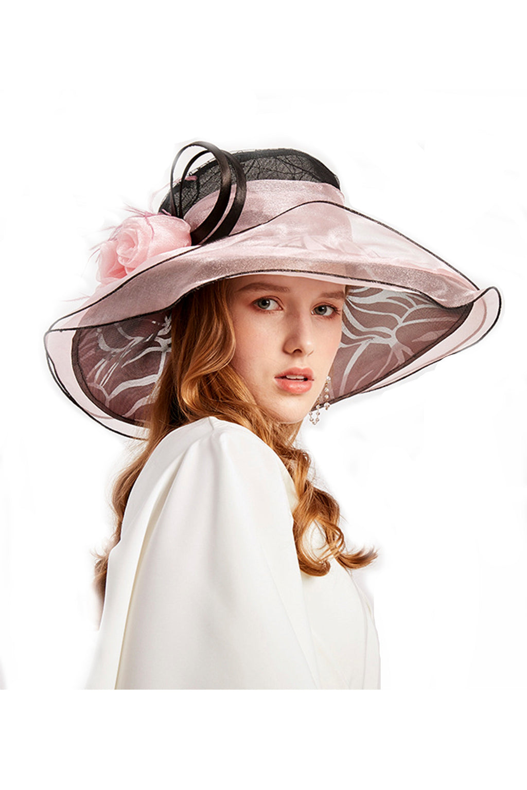 Floral Organza Fedora Hat C0337