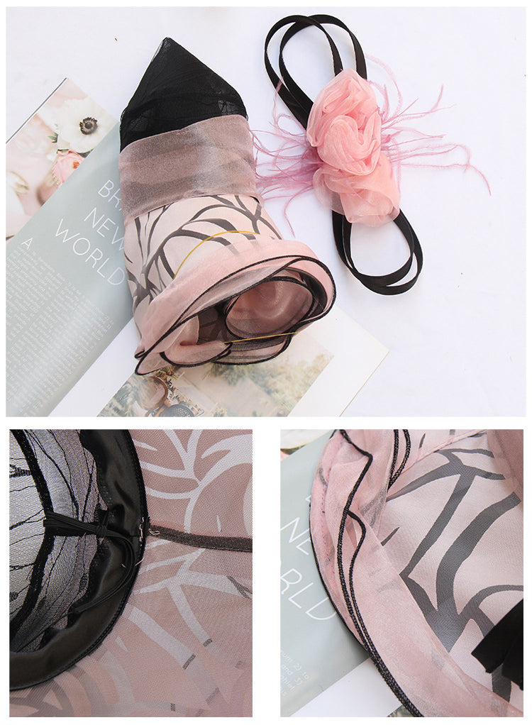 Floral Organza Fedora Hat C0337