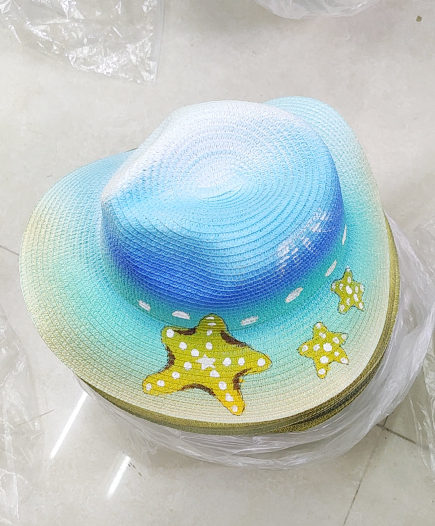 Seafish Printed Straw Fedora Hat C0372