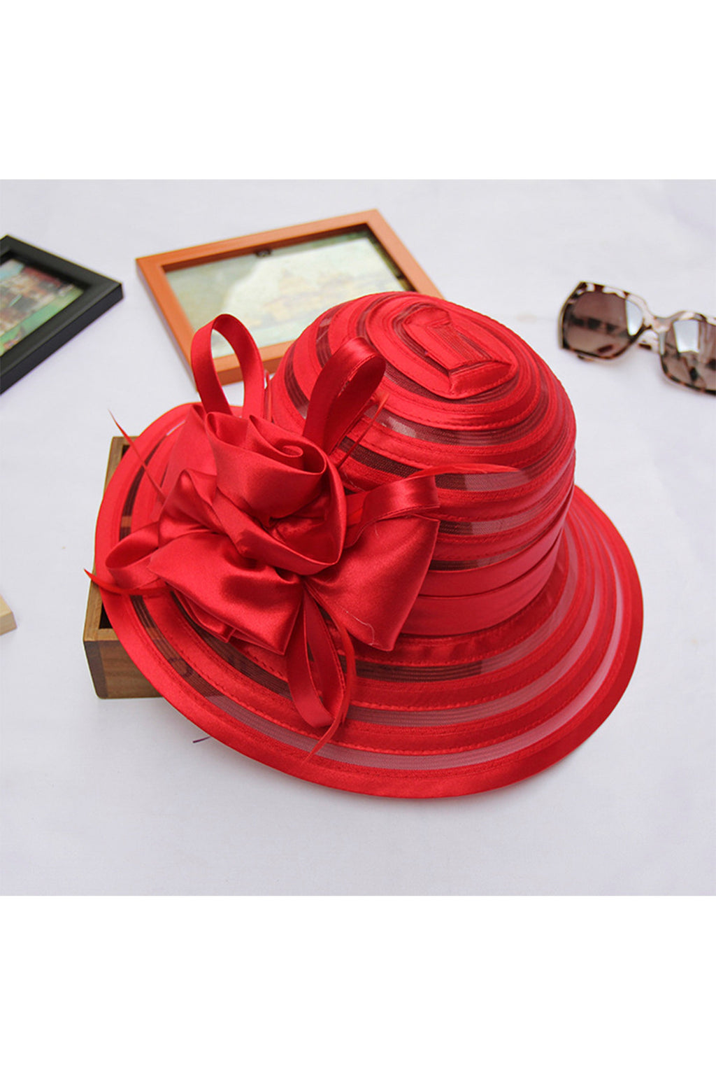 Floral Organza Fedora Hat C0414