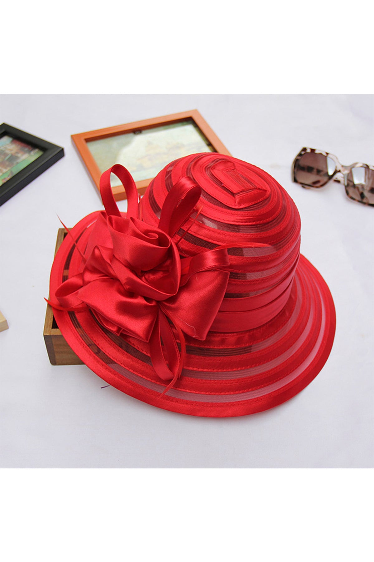 Floral Organza Fedora Hat C0414