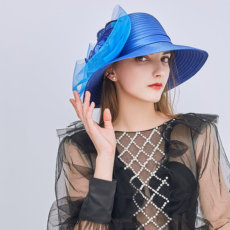 Floral Straw Fedora Hat C0415