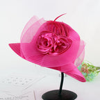 Floral Straw Fedora Hat C0415