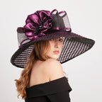 Floral Mesh Straw Fedora Hat C0417