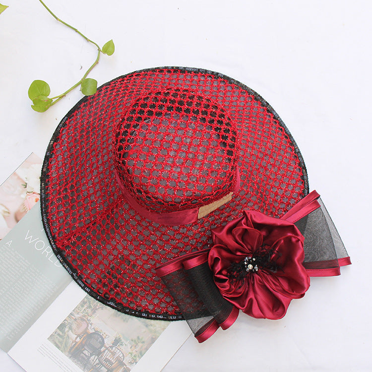 Floral Mesh Straw Fedora Hat C0417