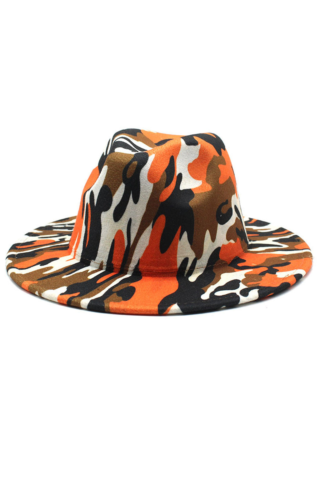 Camo Printed Wide Brim Fedora Hat C0450