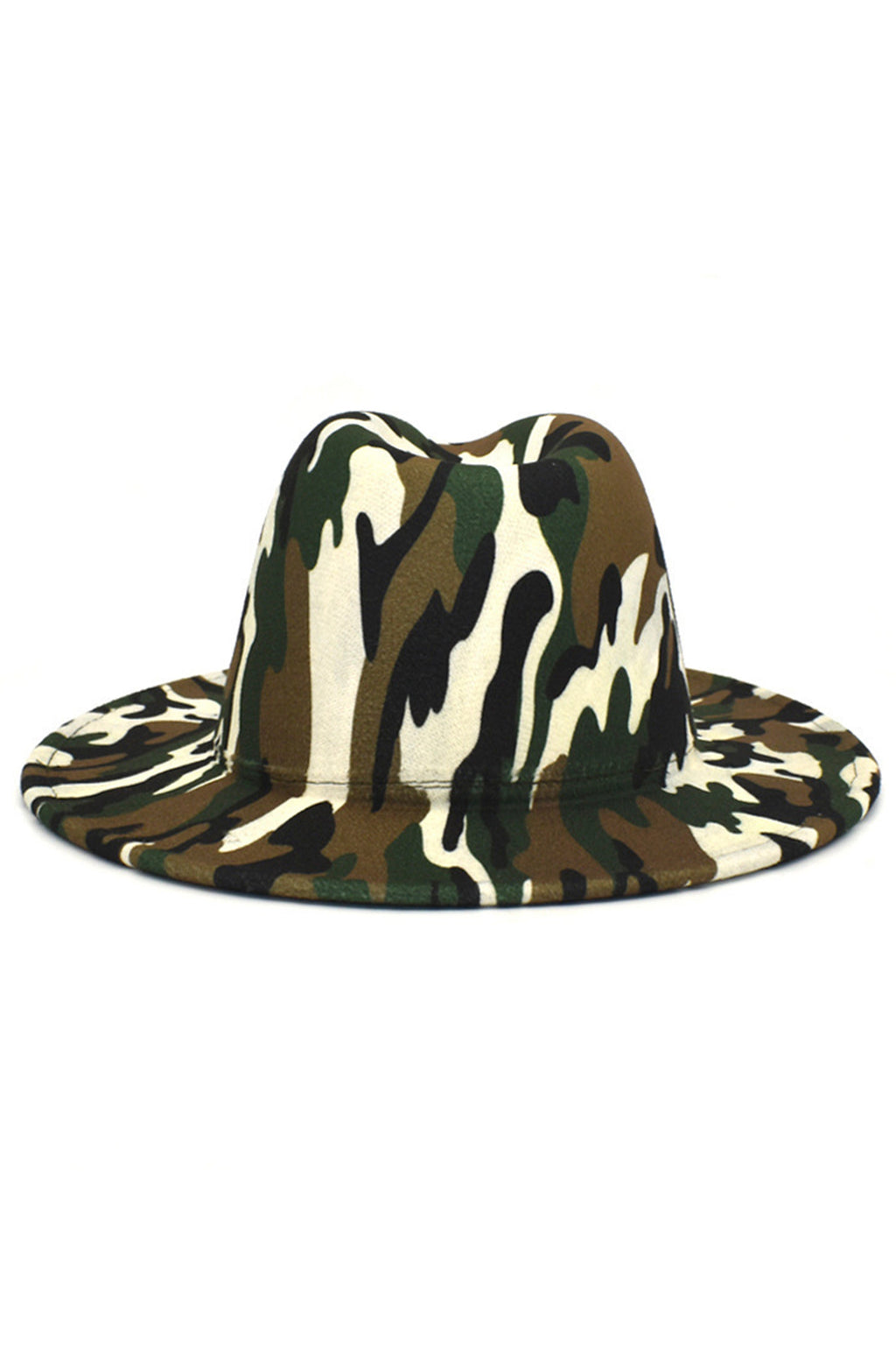 Camo Printed Wide Brim Fedora Hat C0450