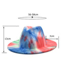 Tie-dye Printed Wide Brim Fedora Hat C0472