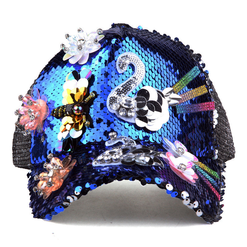 Floral Sequin Mesh Cap C0487 – view 7