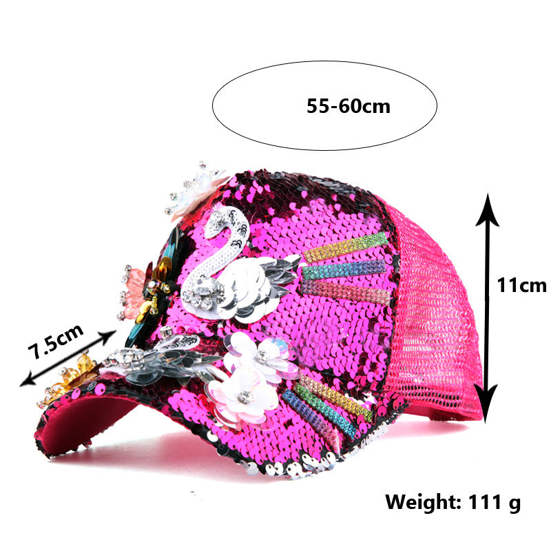 Floral Sequin Mesh Cap C0487 – view 2