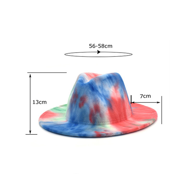 Tie-dye Printed Wide Brim Fedora Hat C0521