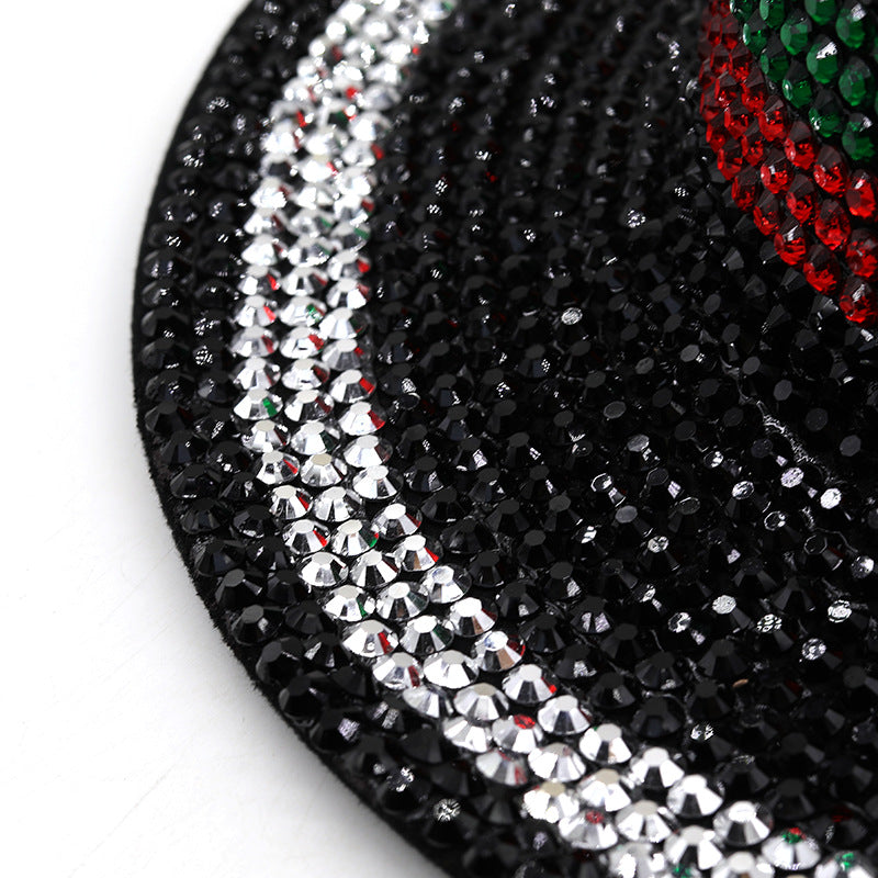 Striped Rhinestone Fedora Hat C0536