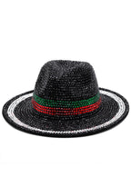 Striped Rhinestone Fedora Hat C0536