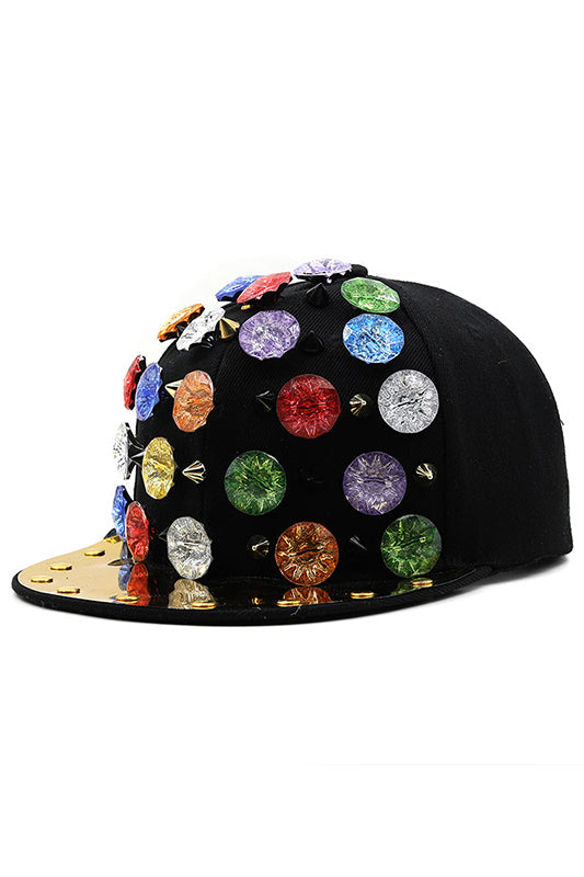 Punk Multicolor Glass Drill Rivet Cap C0582 – view 3