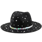 Pearl Rhinestone Straw Hat C0608