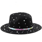 Pearl Rhinestone Straw Hat C0608