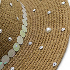 Pearl Rhinestone Straw Hat C0608
