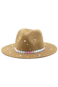 Pearl Rhinestone Straw Hat C0608