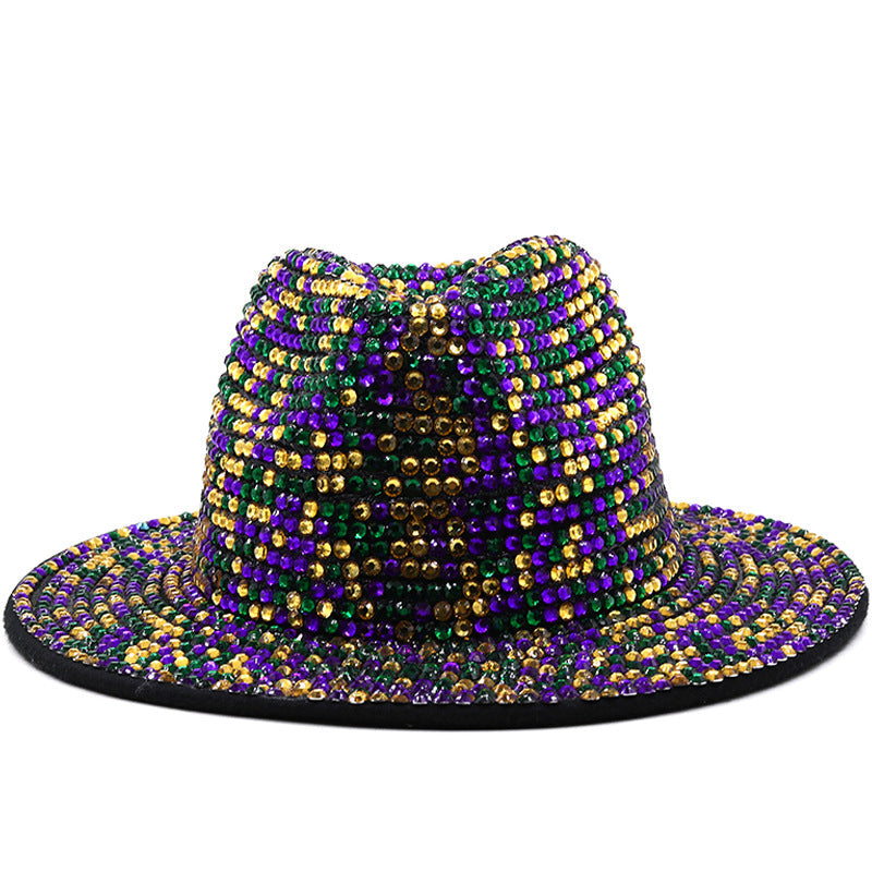 Rhinestone Woven Fedora Hat C0683