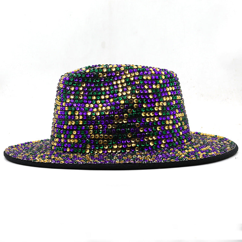 Rhinestone Woven Fedora Hat C0683
