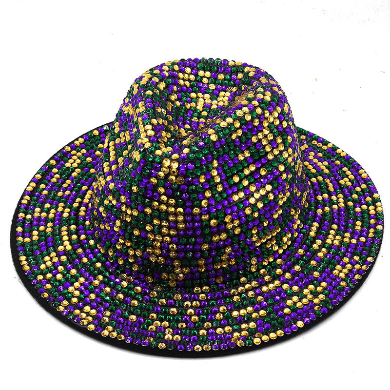 Rhinestone Woven Fedora Hat C0683