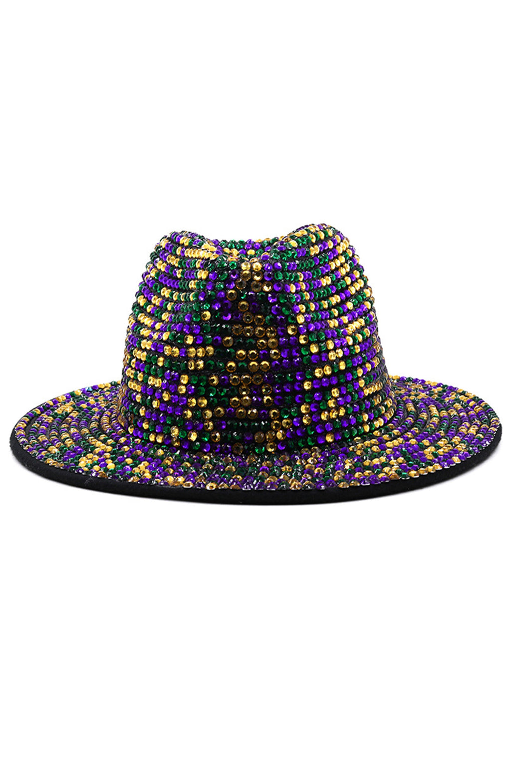 Rhinestone Woven Fedora Hat C0683