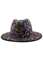 Rhinestone Woven Fedora Hat C0683