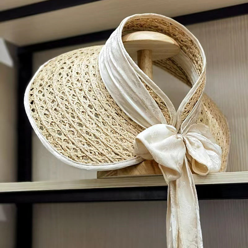 Bow Straw Fedora Hat C0689