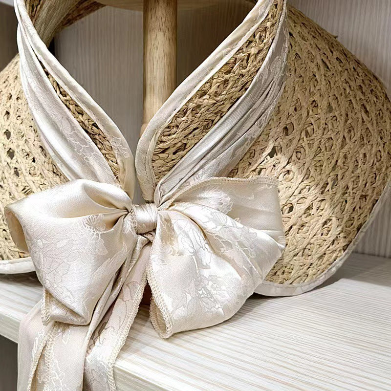 Bow Straw Fedora Hat C0689