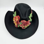 Floral Sequin WoSelfn Fedoras Hat C0730